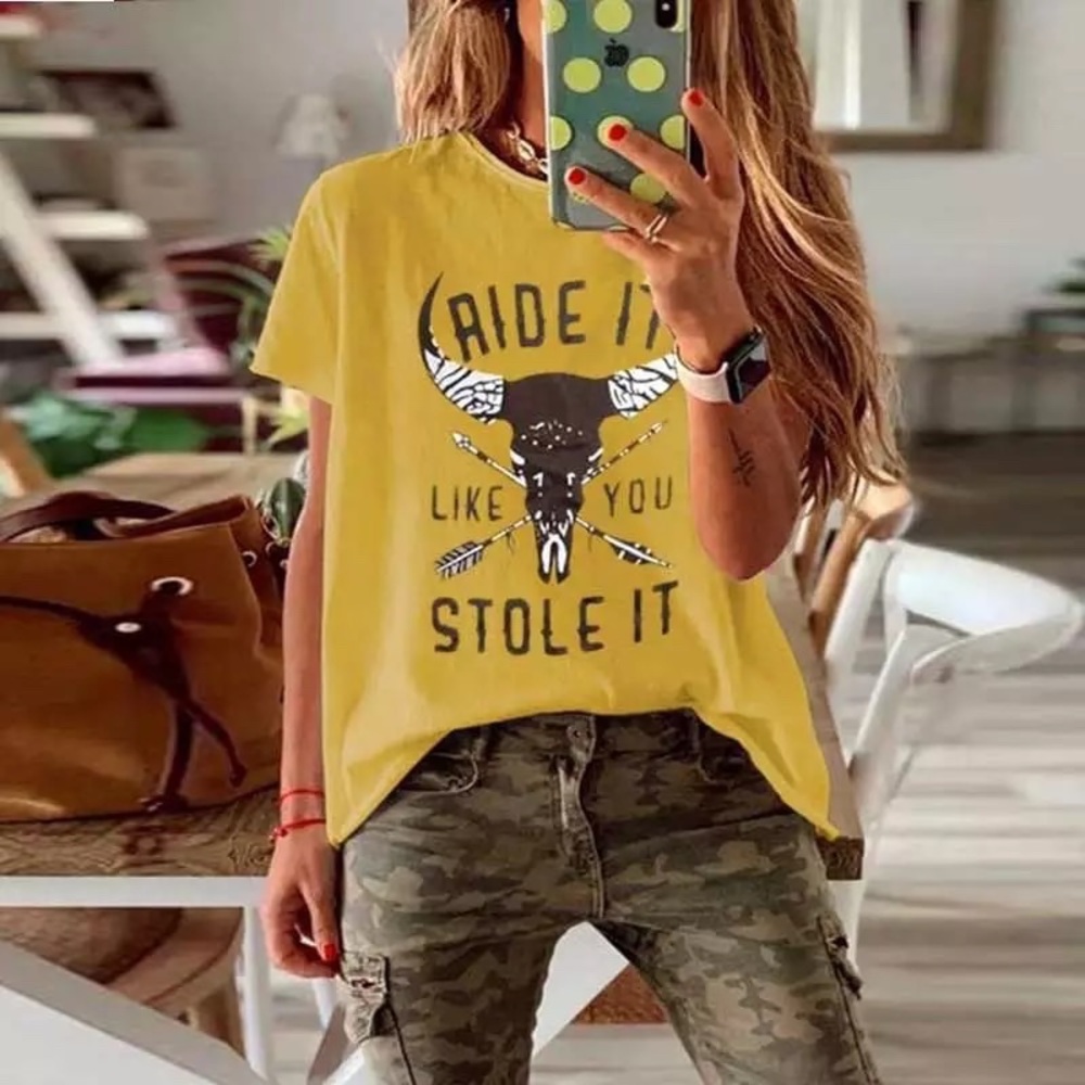 RIDE IT LIKE YOU STOLE IT MUSTARD GRAPHIC Tee - Picture 2 of 2